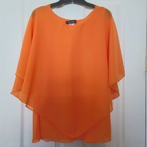 Pretty, Bohemian, Flowy, Tangerine-Colored ELA Marie Blouse Size L, NWOT